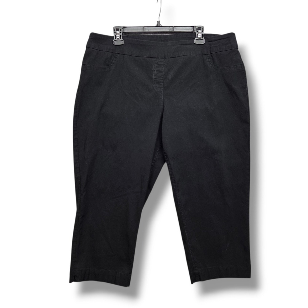 Slim Sation Capri Pants Womens 20W Black Pull On Trouser High Rise Crop